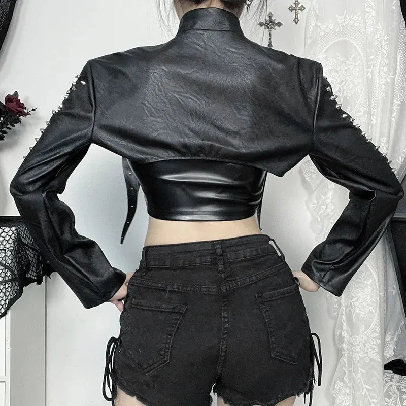 Gothic Chic Faux PU Leather Crop Shrug