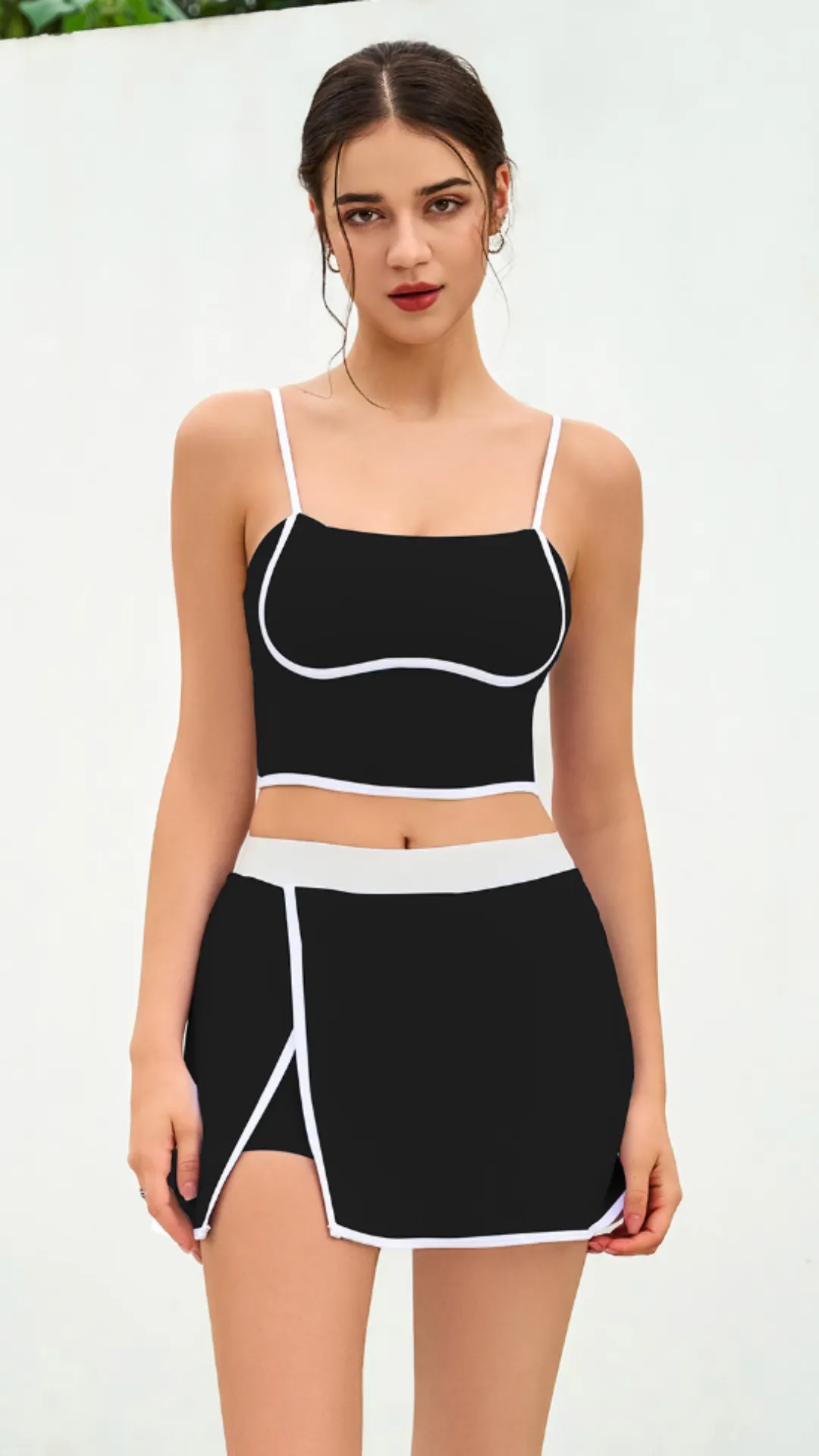Graceful Dual-Tone Sports Bra/ Skirt