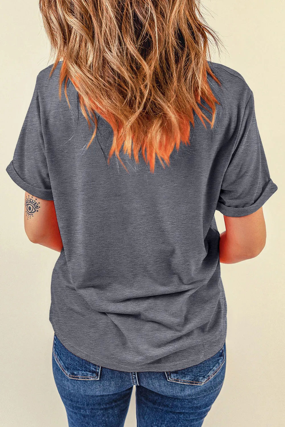 Gray Happy EASTER Lettering Graphic Crewneck Tee