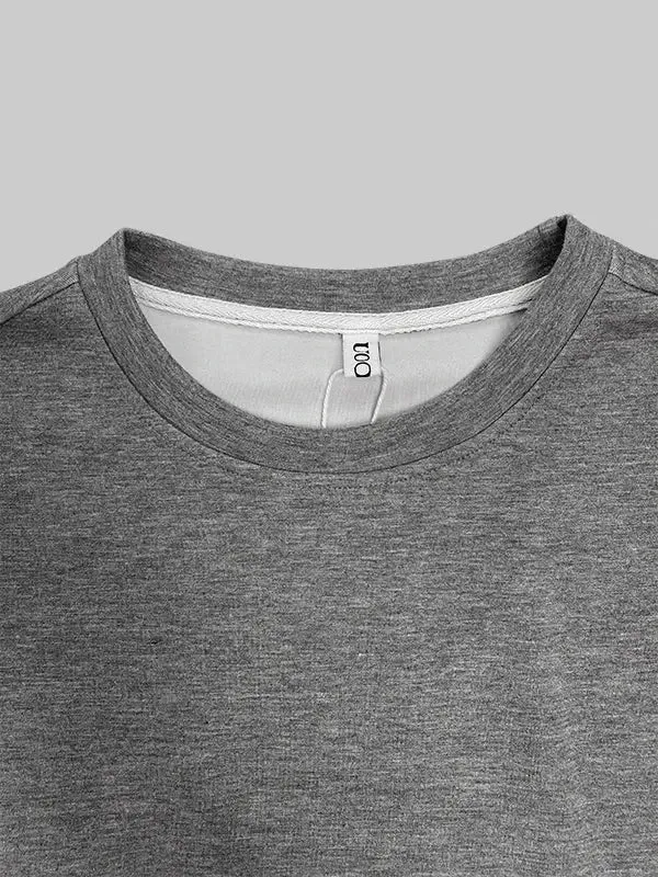 Gray Loose Belt Buckle Pullover