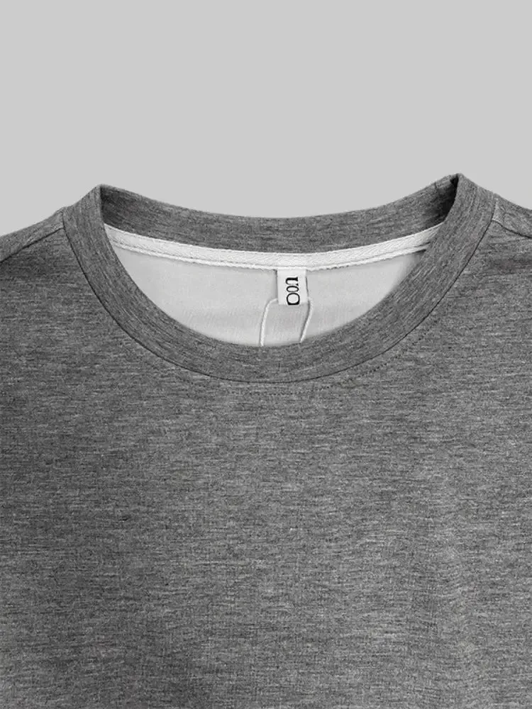 Gray Loose Belt Buckle Pullover