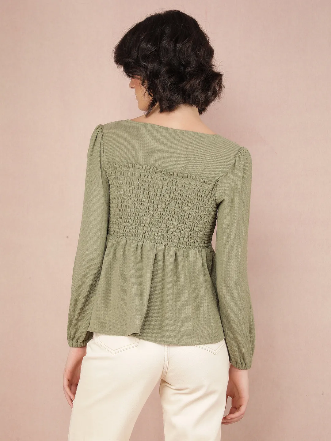 Green Jacquard Top