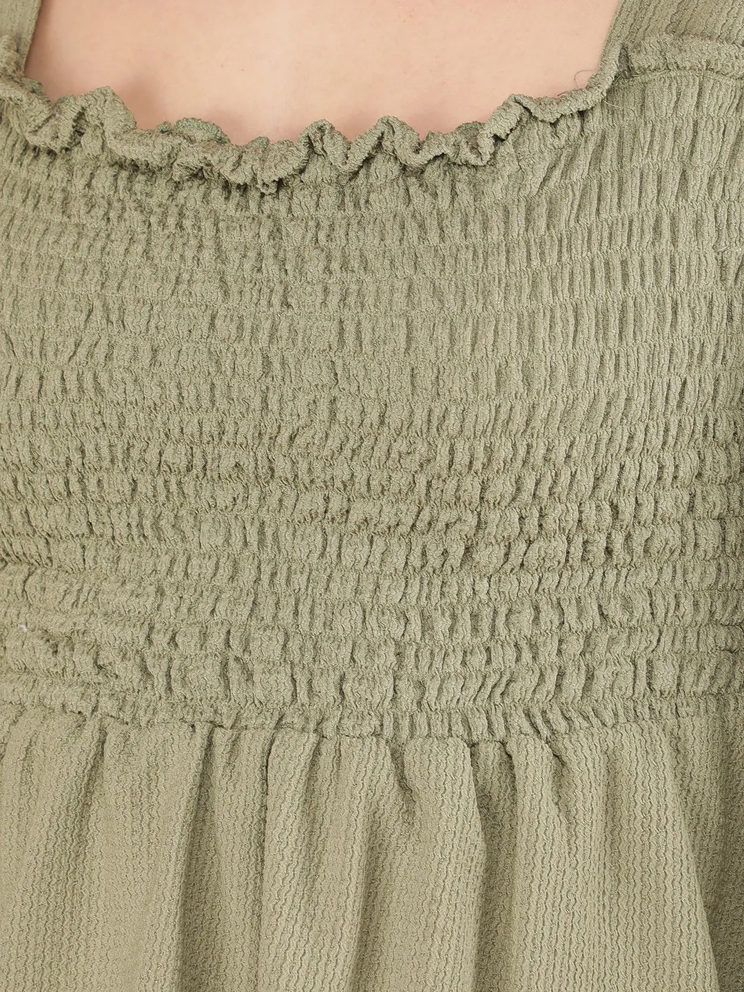 Green Jacquard Top