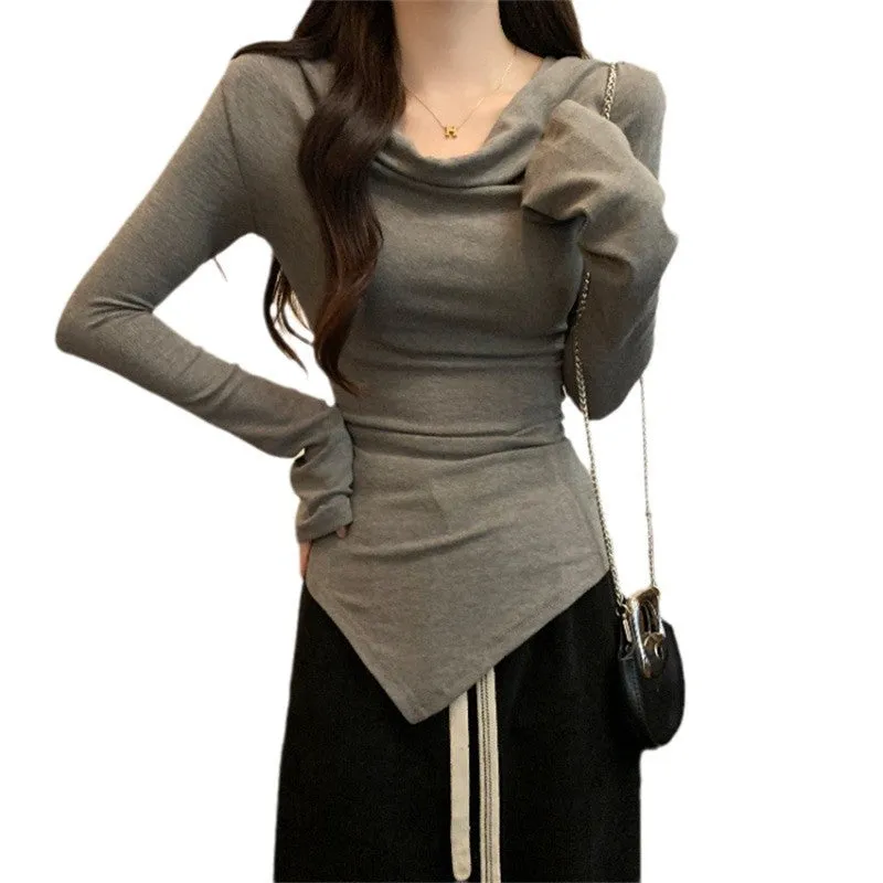 Grey Basic Solid Off-Shoulder Top