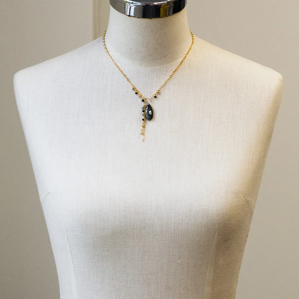 Grey Cat's Eye Gold Necklace