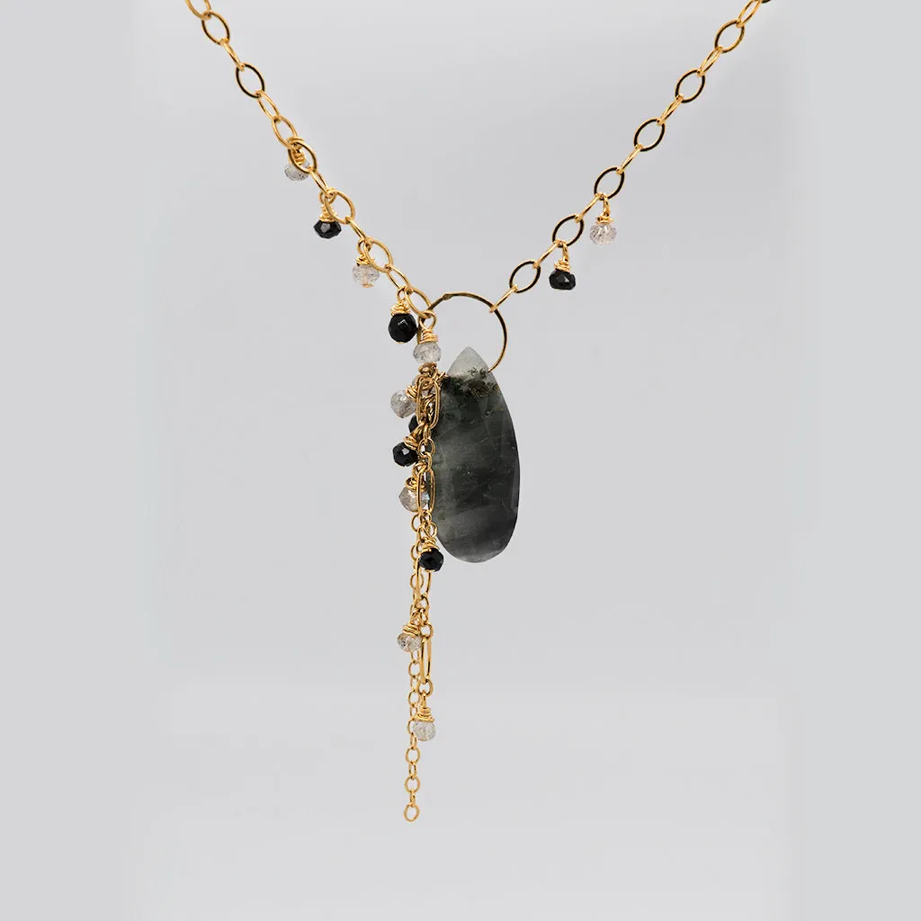 Grey Cat's Eye Gold Necklace