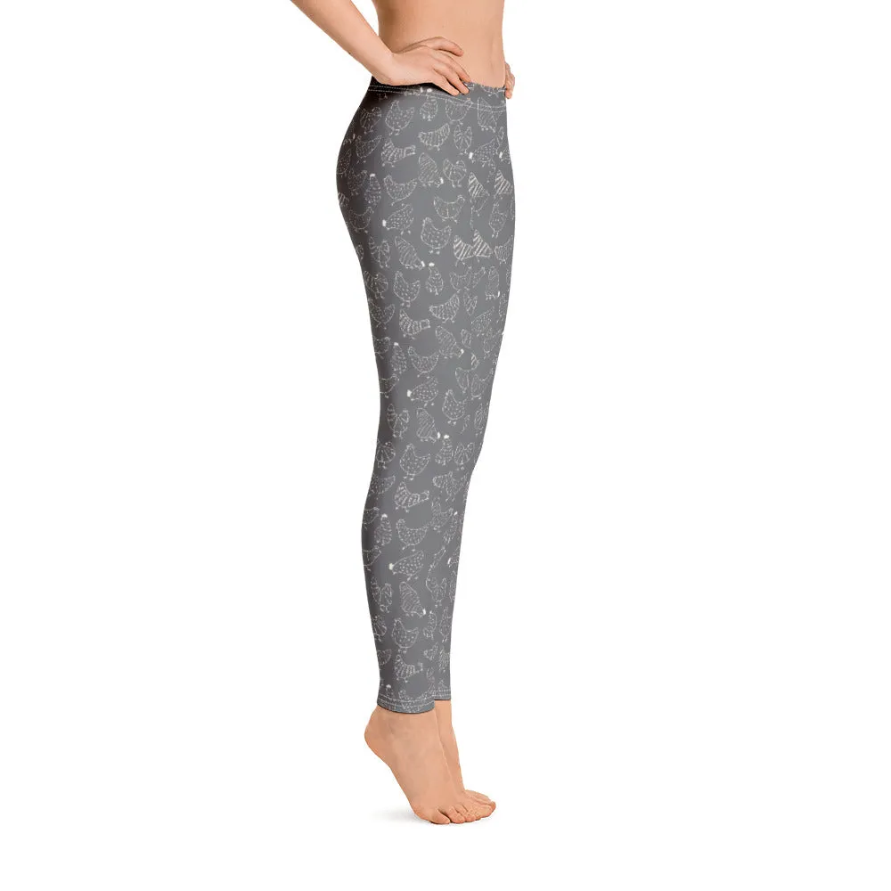Grey Hen Print Leggings
