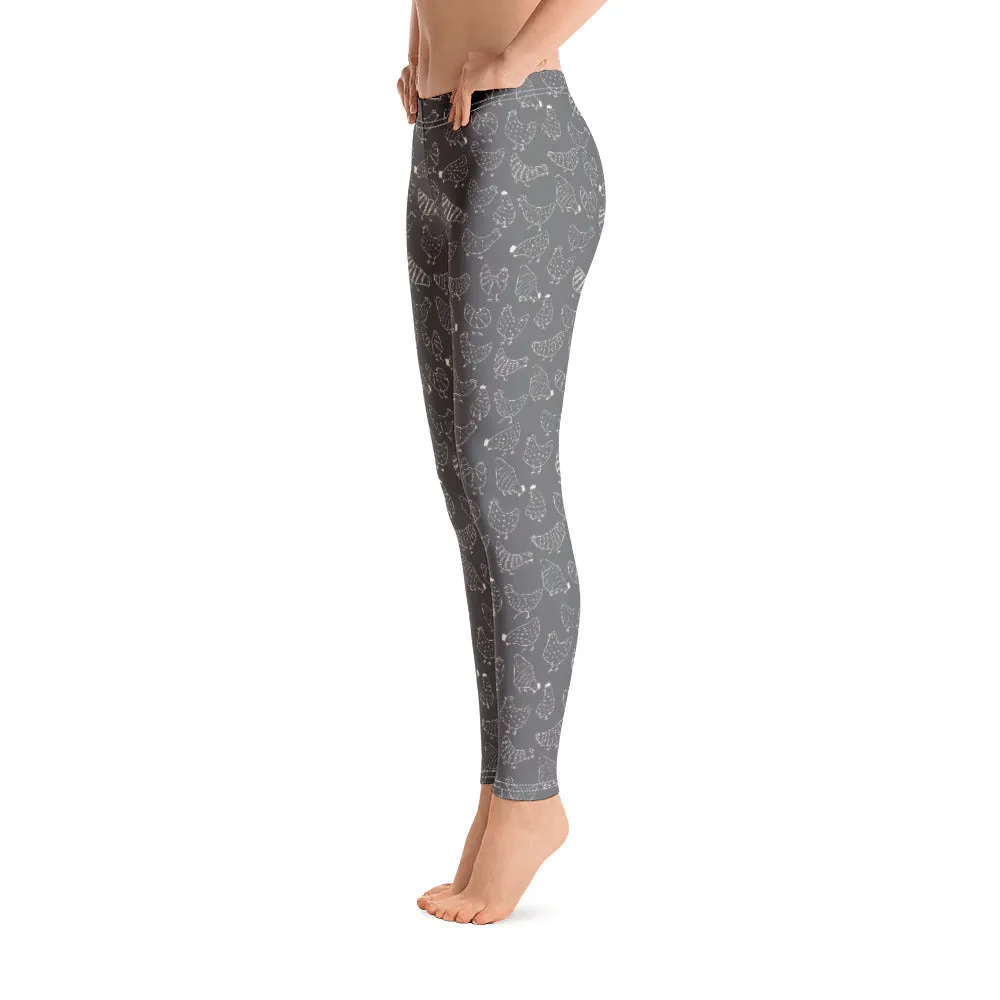 Grey Hen Print Leggings