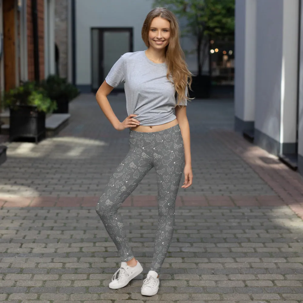 Grey Hen Print Leggings