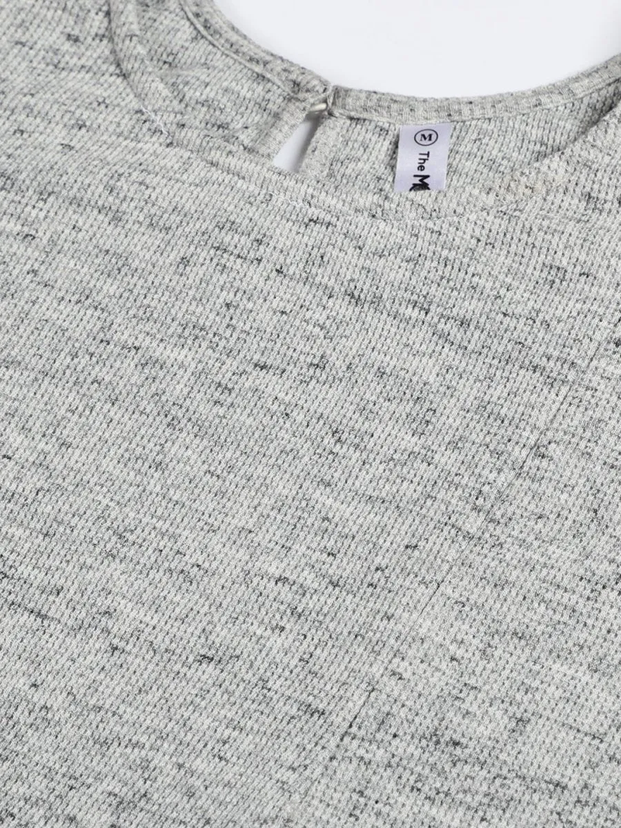Grey Waffle Maternity Dress with Nursing