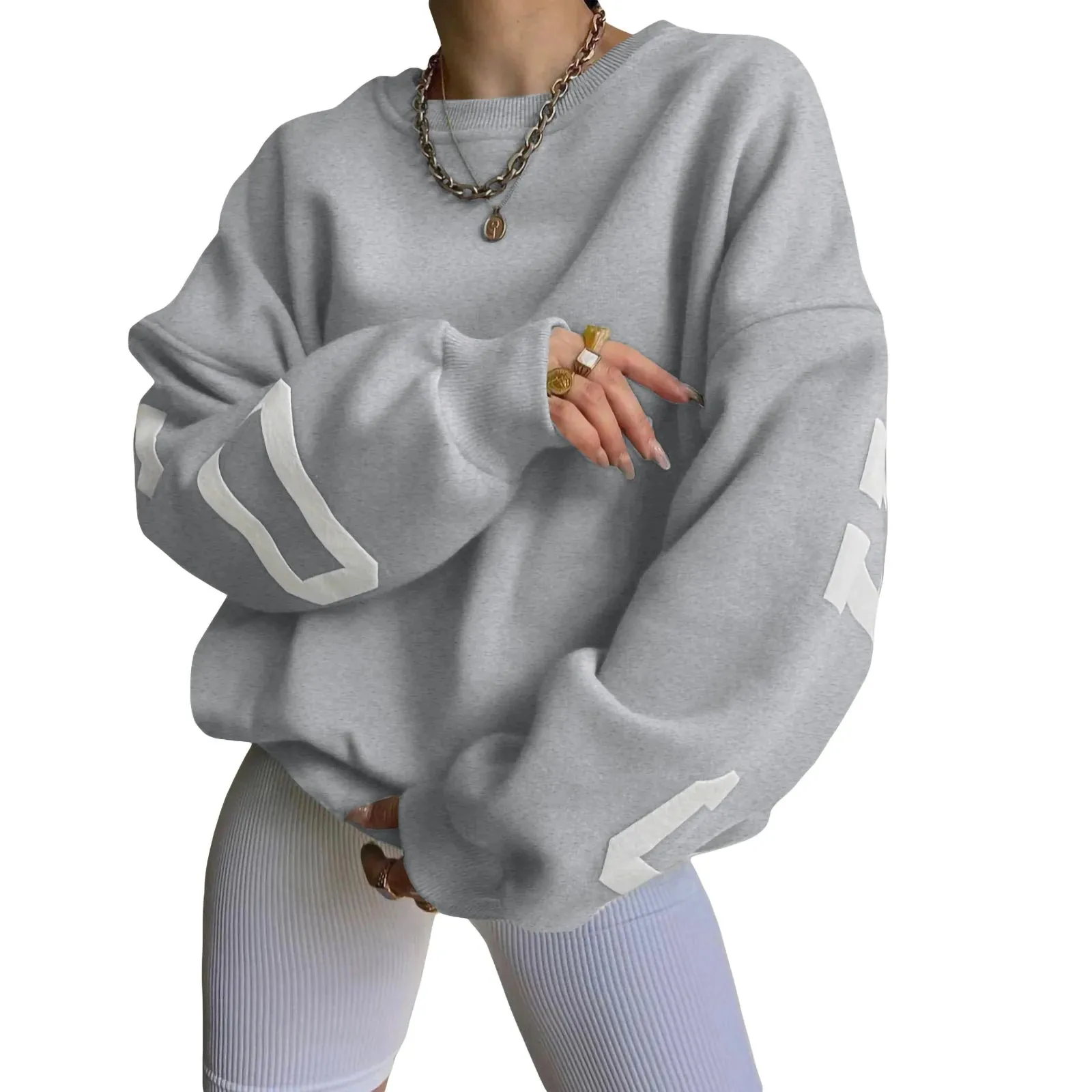 Grunge Pullover Letter Print Casual Long Sleeve Tops