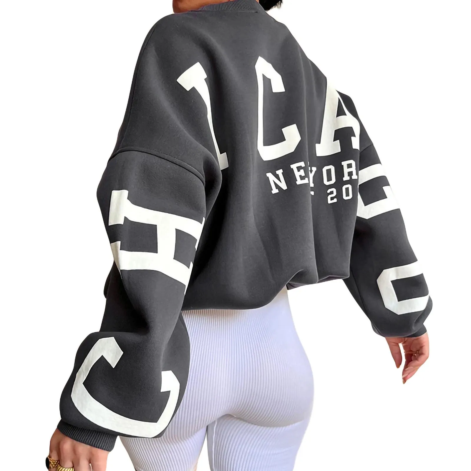 Grunge Pullover Letter Print Casual Long Sleeve Tops