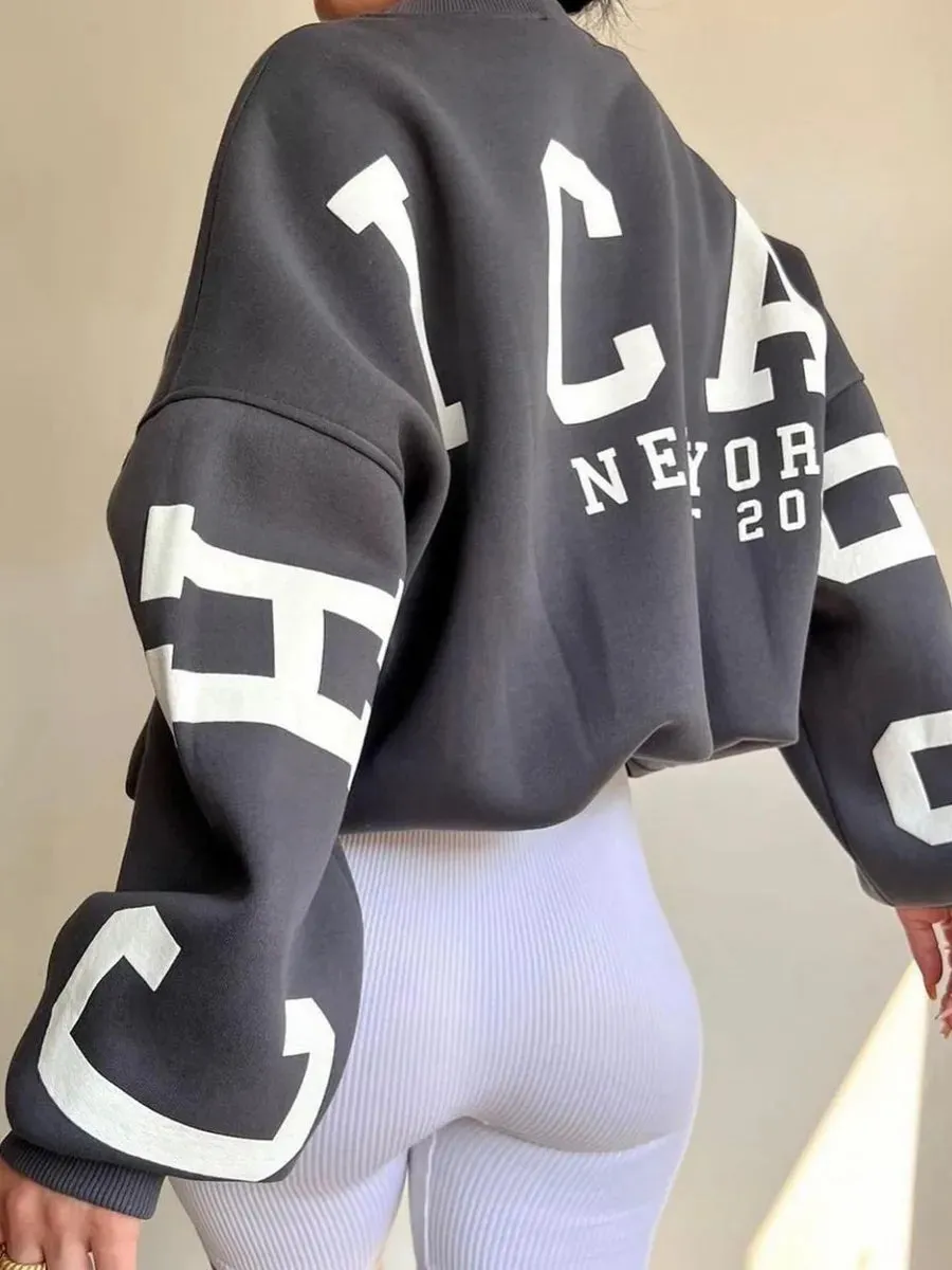 Grunge Pullover Letter Print Casual Long Sleeve Tops