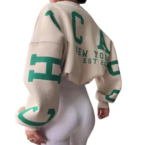 Grunge Pullover Letter Print Casual Long Sleeve Tops