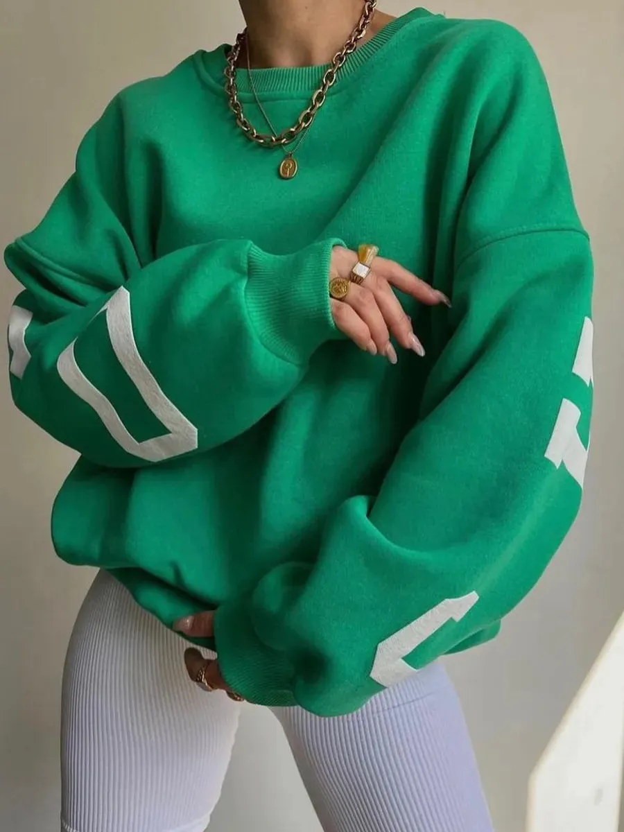 Grunge Pullover Letter Print Casual Long Sleeve Tops
