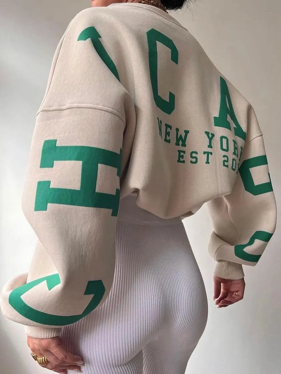 Grunge Pullover Letter Print Casual Long Sleeve Tops