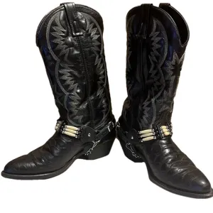 GUC COWBOY BOOTS LEATHER UPPERS VAMP &amp; FOX Vintage Black Sz 8 in men’s /9 women