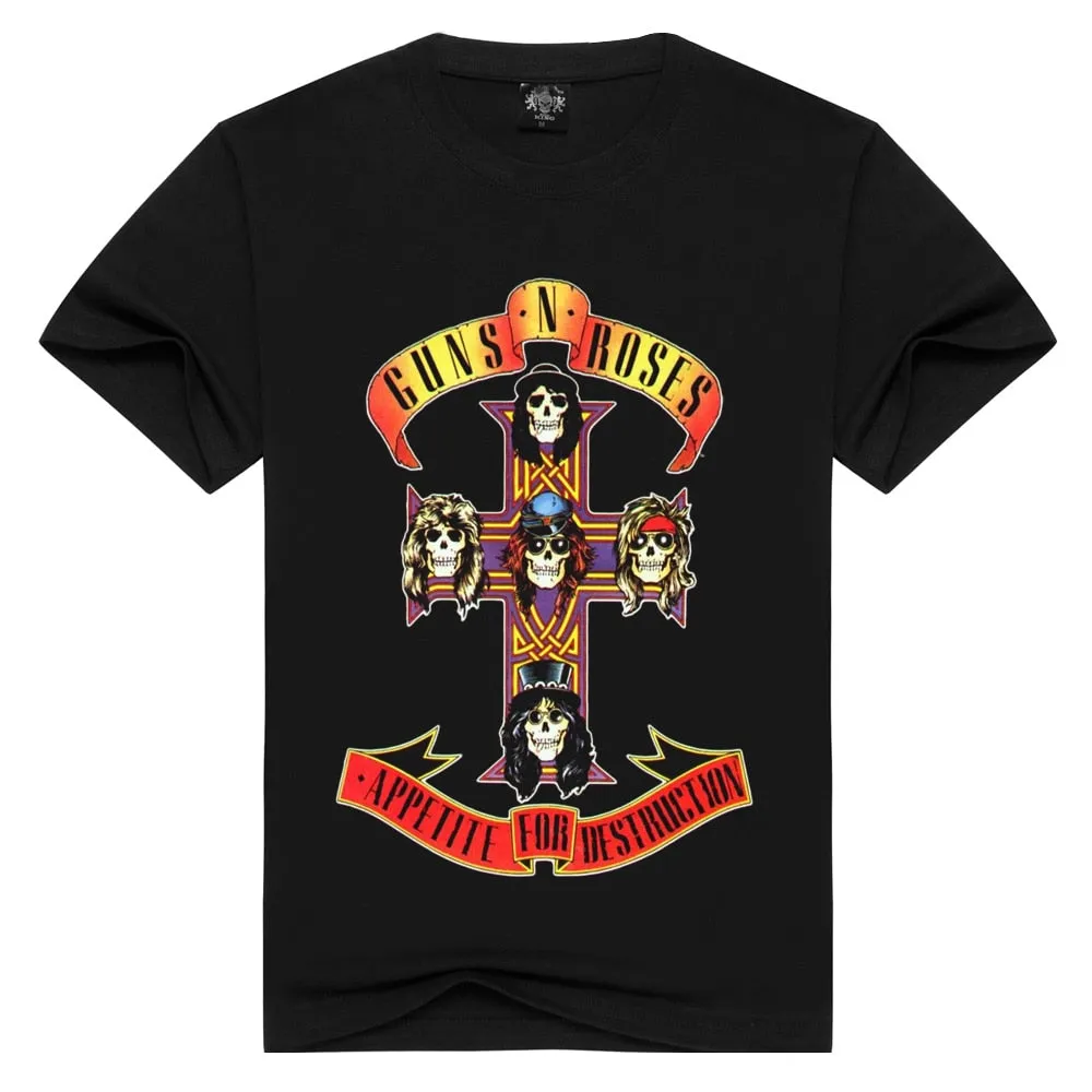 Guns N Roses T-shirts Rock Band Men/Women 100% Cotton Tops - Various Prints SJA