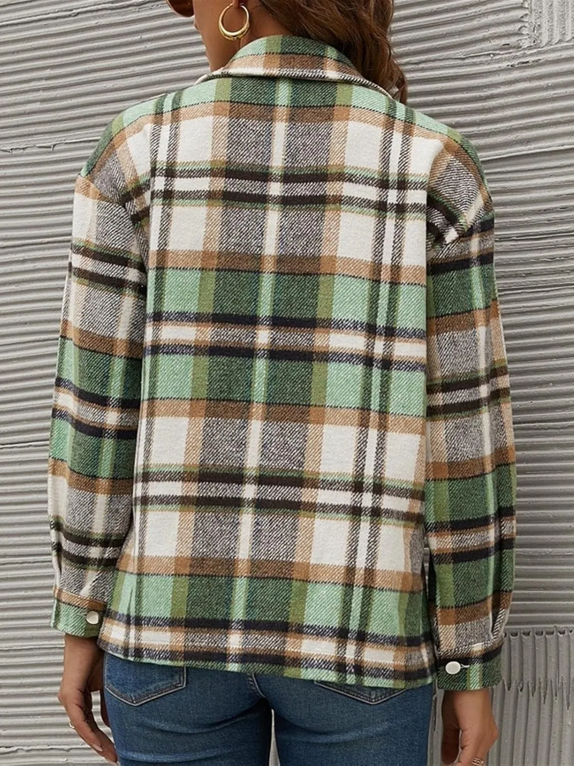 GYPSY - Plaid Long Sleeve Jacket with Collared Neck