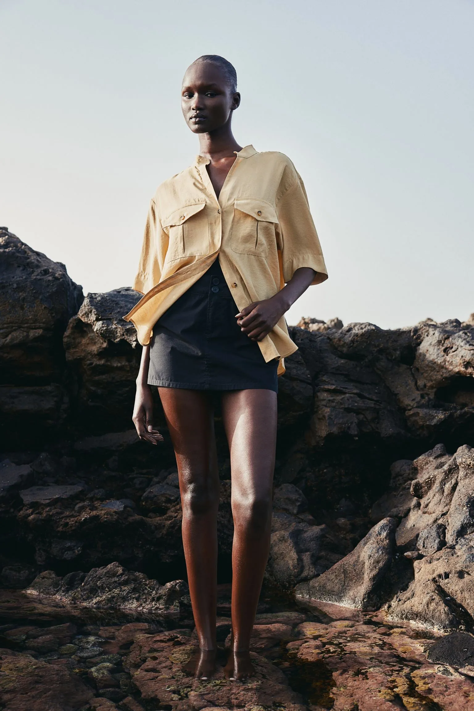 H&M Utility Shirt With A Modal Blend, beige