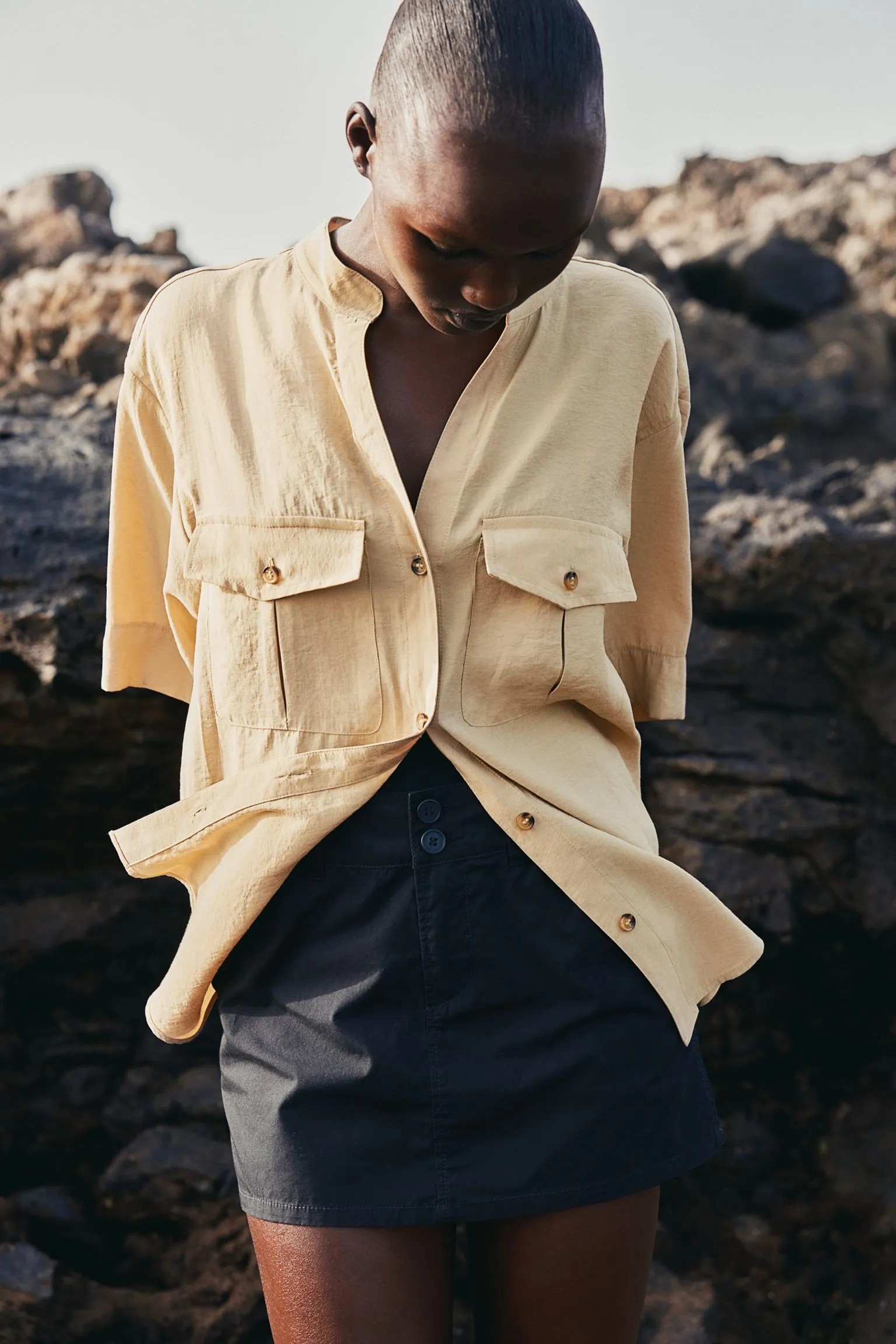 H&M Utility Shirt With A Modal Blend, beige