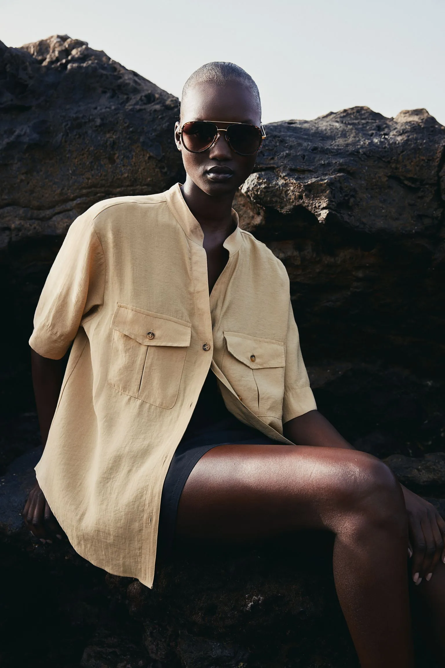 H&M Utility Shirt With A Modal Blend, beige