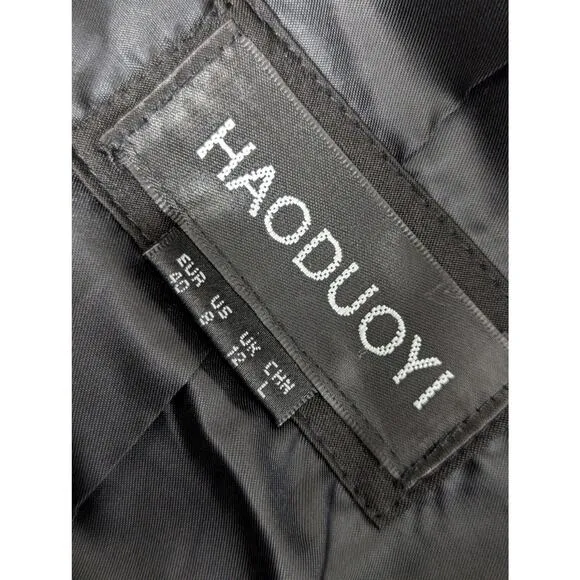 HAODUOYI! FABULOUS DUSTER LENGTH BLACK MICROFIBER VEST JACKET, LINED! SZ 8