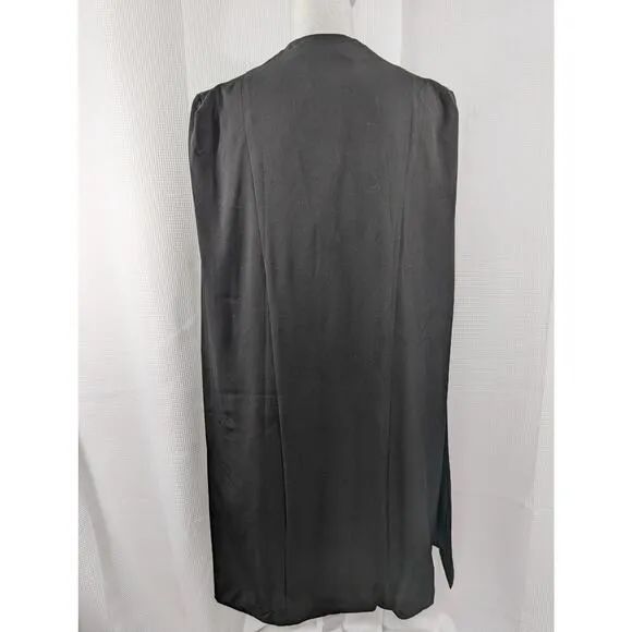 HAODUOYI! FABULOUS DUSTER LENGTH BLACK MICROFIBER VEST JACKET, LINED! SZ 8