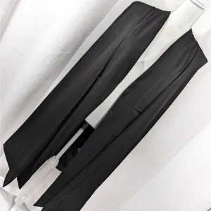 HAODUOYI! FABULOUS DUSTER LENGTH BLACK MICROFIBER VEST JACKET, LINED! SZ 8