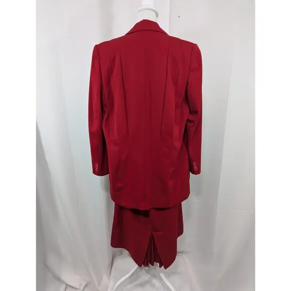 HARVE BENARD! 100% WOOL! ULTRA ROUGE RED DOUBLE BREASTED SKIRT SUIT, SET! SZ 12
