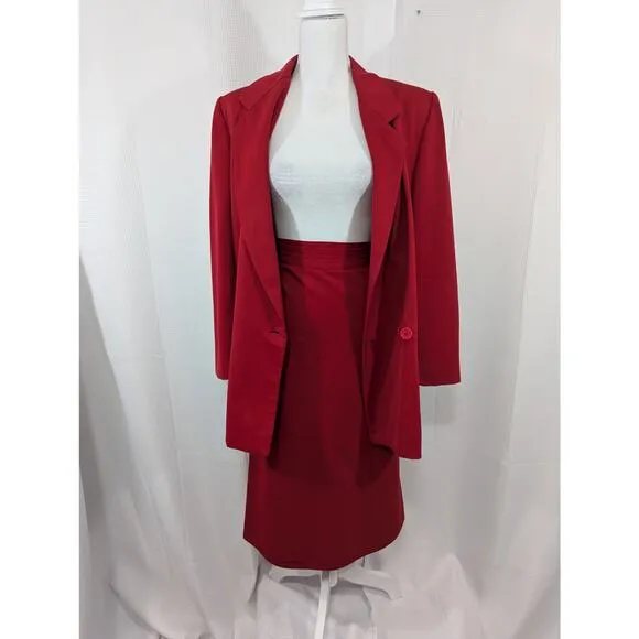 HARVE BENARD! 100% WOOL! ULTRA ROUGE RED DOUBLE BREASTED SKIRT SUIT, SET! SZ 12