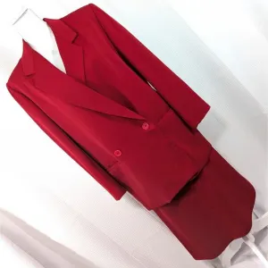 HARVE BENARD! 100% WOOL! ULTRA ROUGE RED DOUBLE BREASTED SKIRT SUIT, SET! SZ 12
