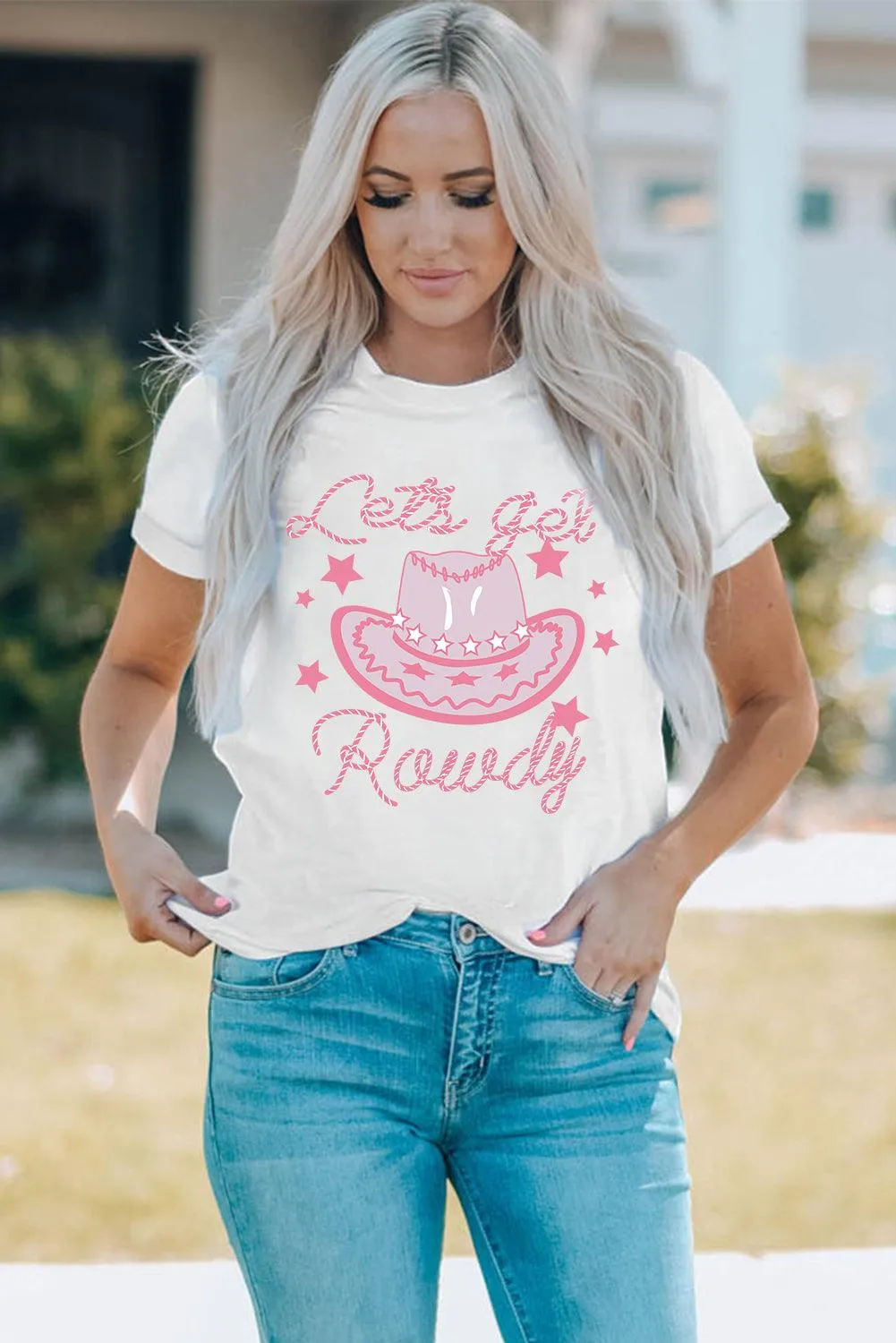 Hazel Blues® |  Cowboy Hat Graphic Round Neck Tee