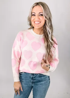 Heart Patter Pearl Knit Sweater