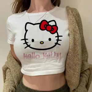 Hello Kitty Cartoon Crop Top T-shirt