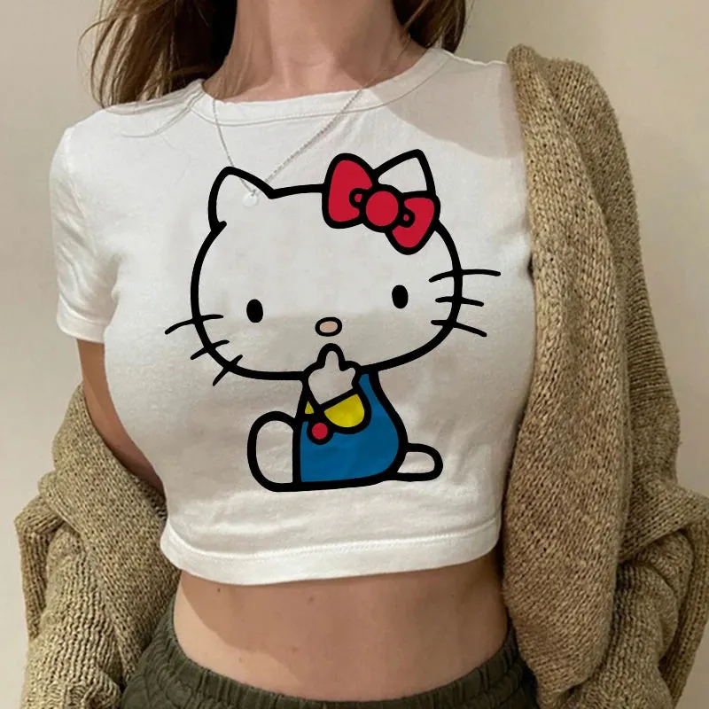 Hello Kitty Cartoon Crop Top T-shirt