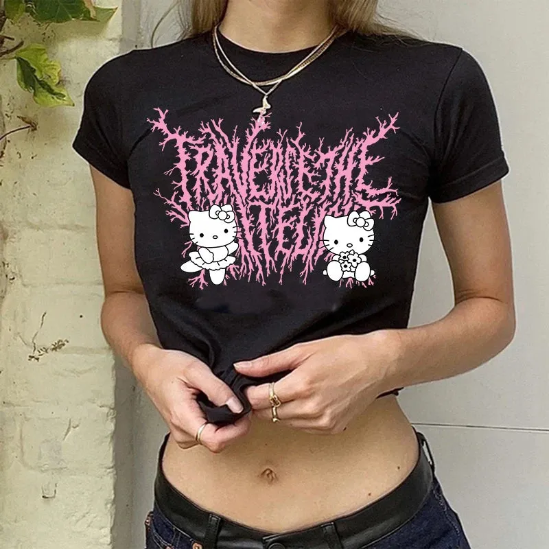 Hello Kitty Cartoon Crop Top T-shirt