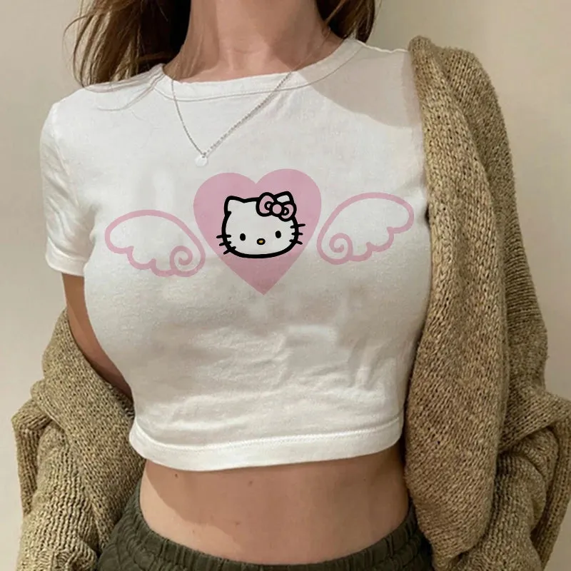 Hello Kitty Cartoon Crop Top T-shirt