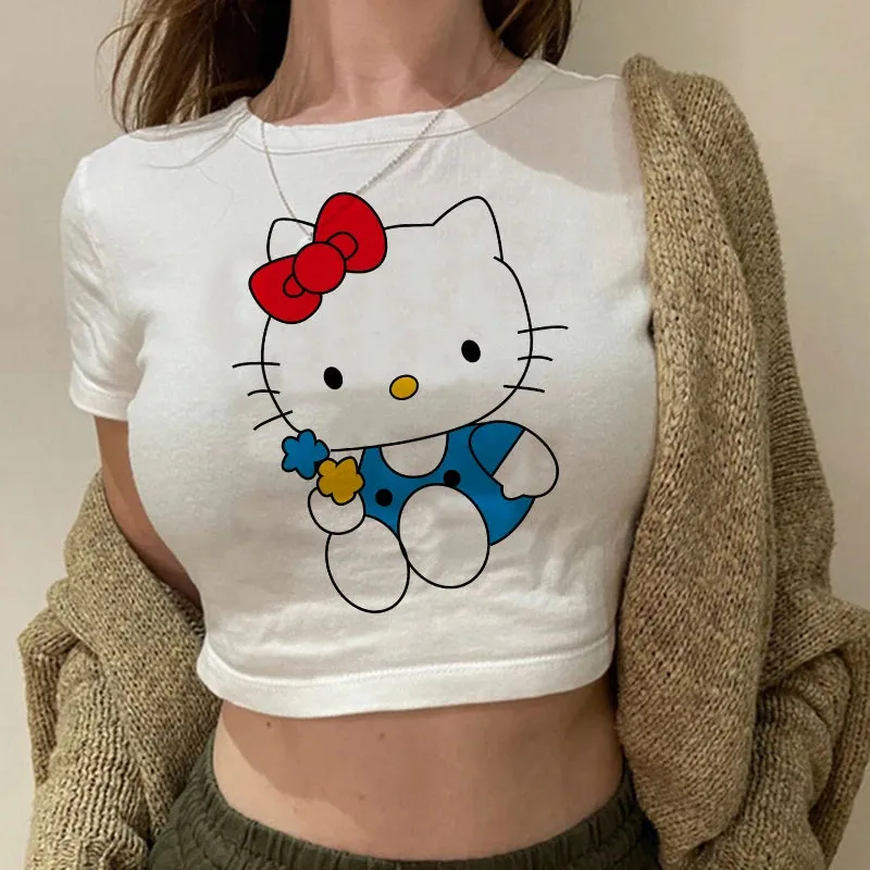 Hello Kitty Cartoon Crop Top T-shirt