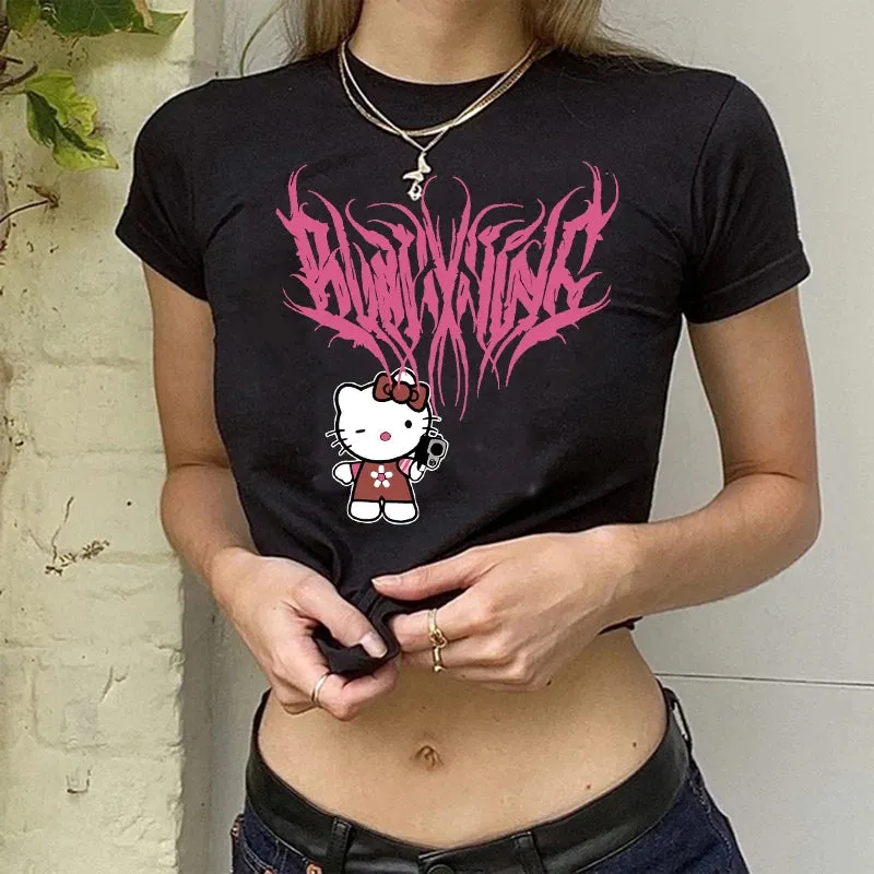 Hello Kitty Cartoon Crop Top T-shirt