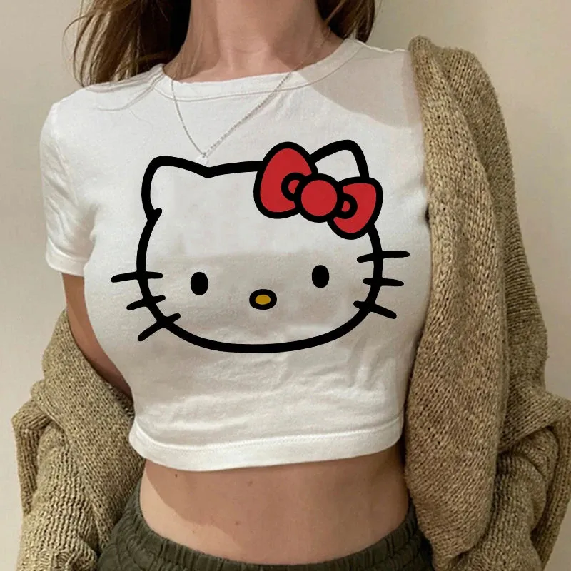 Hello Kitty Cartoon Crop Top T-shirt