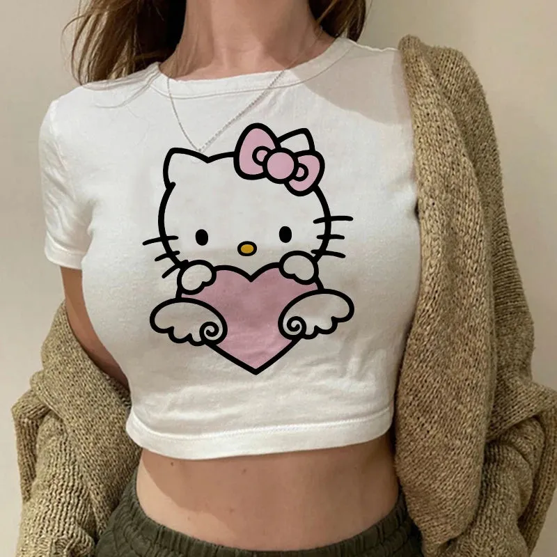 Hello Kitty Cartoon Crop Top T-shirt