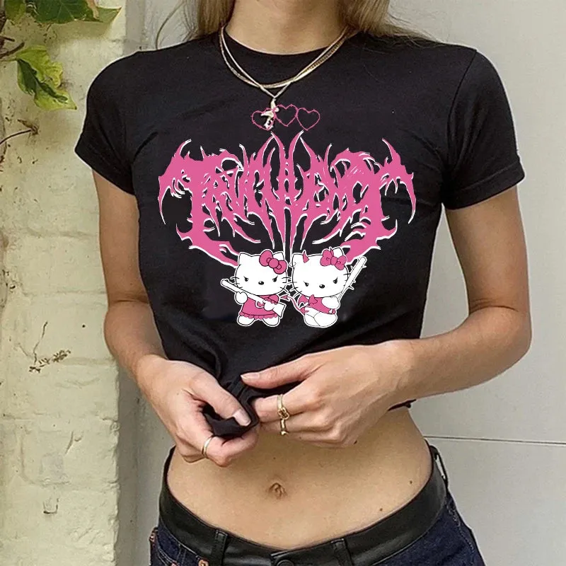 Hello Kitty Cartoon Crop Top T-shirt