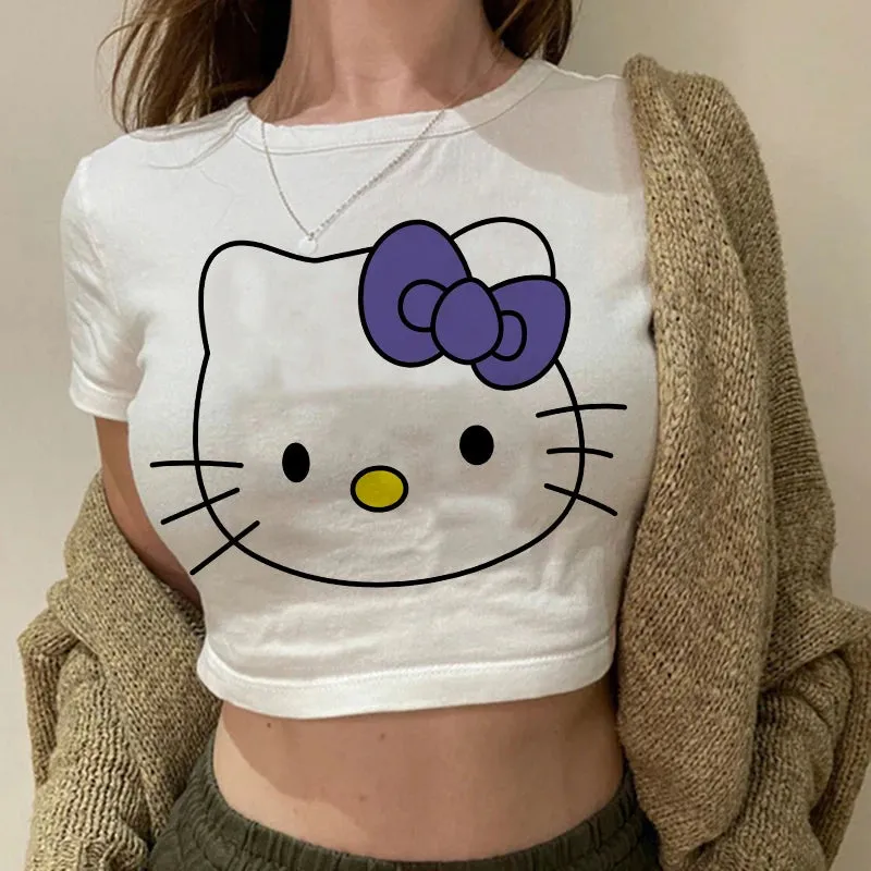 Hello Kitty Cartoon Crop Top T-shirt