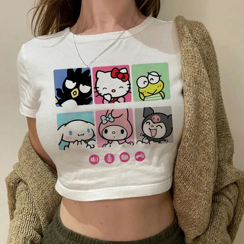 Hello Kitty Cartoon Crop Top T-shirt