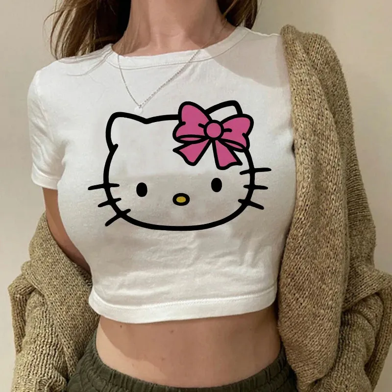 Hello Kitty Cartoon Crop Top T-shirt