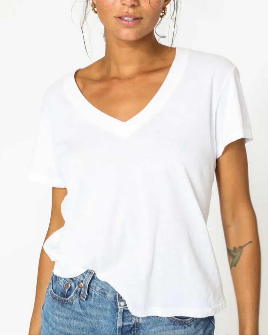 Hendrix Boxy V Neck | White   True Black   Navy   Sugar   Heather Grey