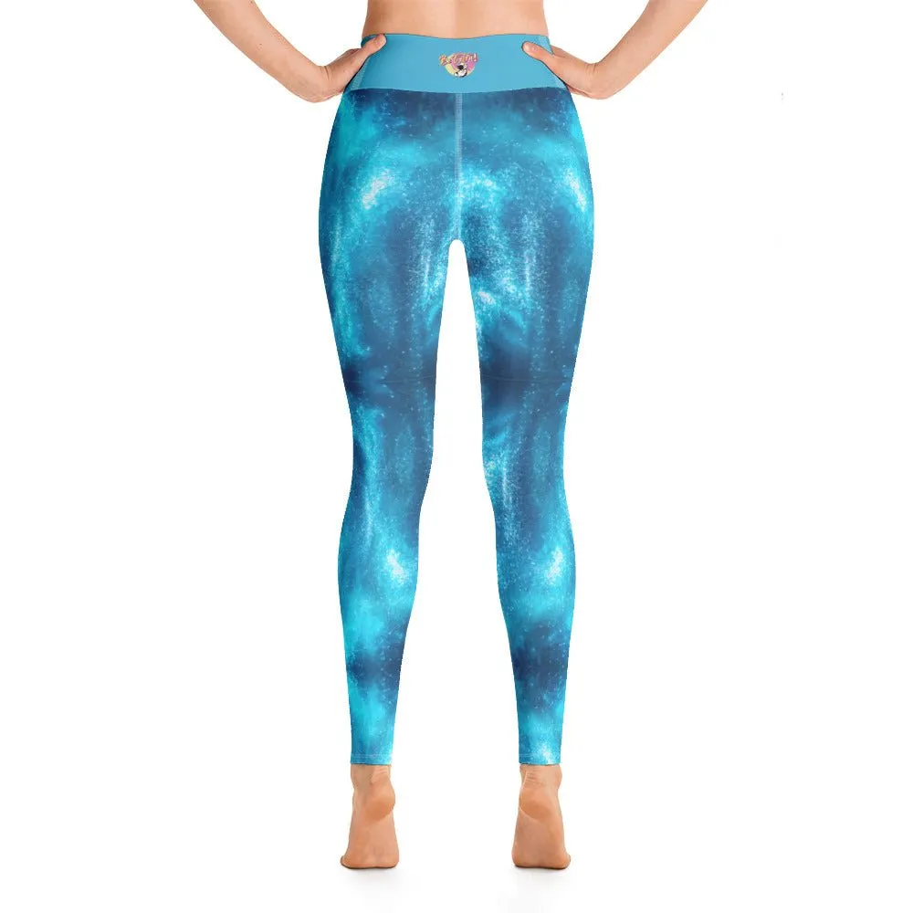 High Waist  Blue Waives Yoga Leggings