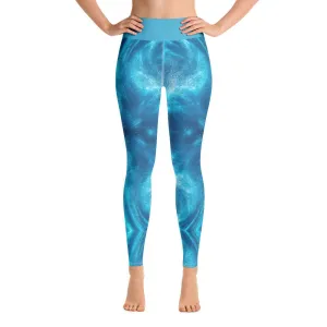 High Waist  Blue Waives Yoga Leggings