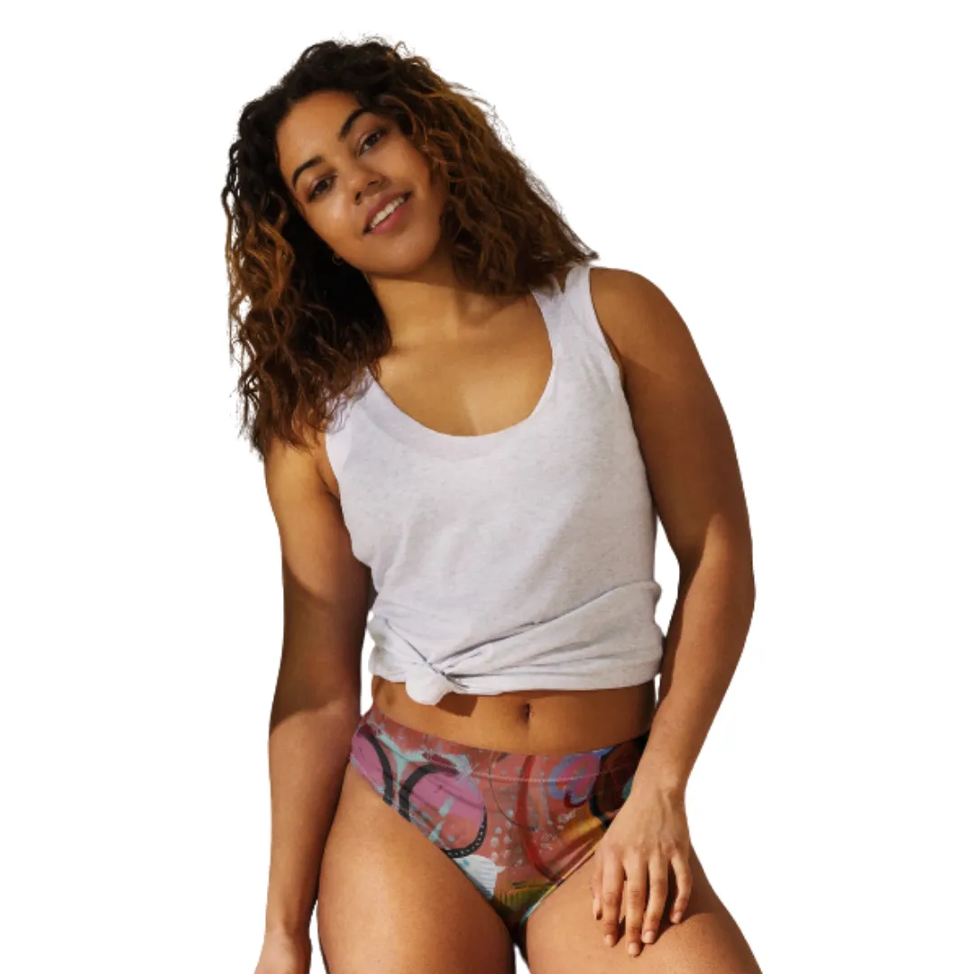 High-waisted bikini bottom "Circle in the Sand"